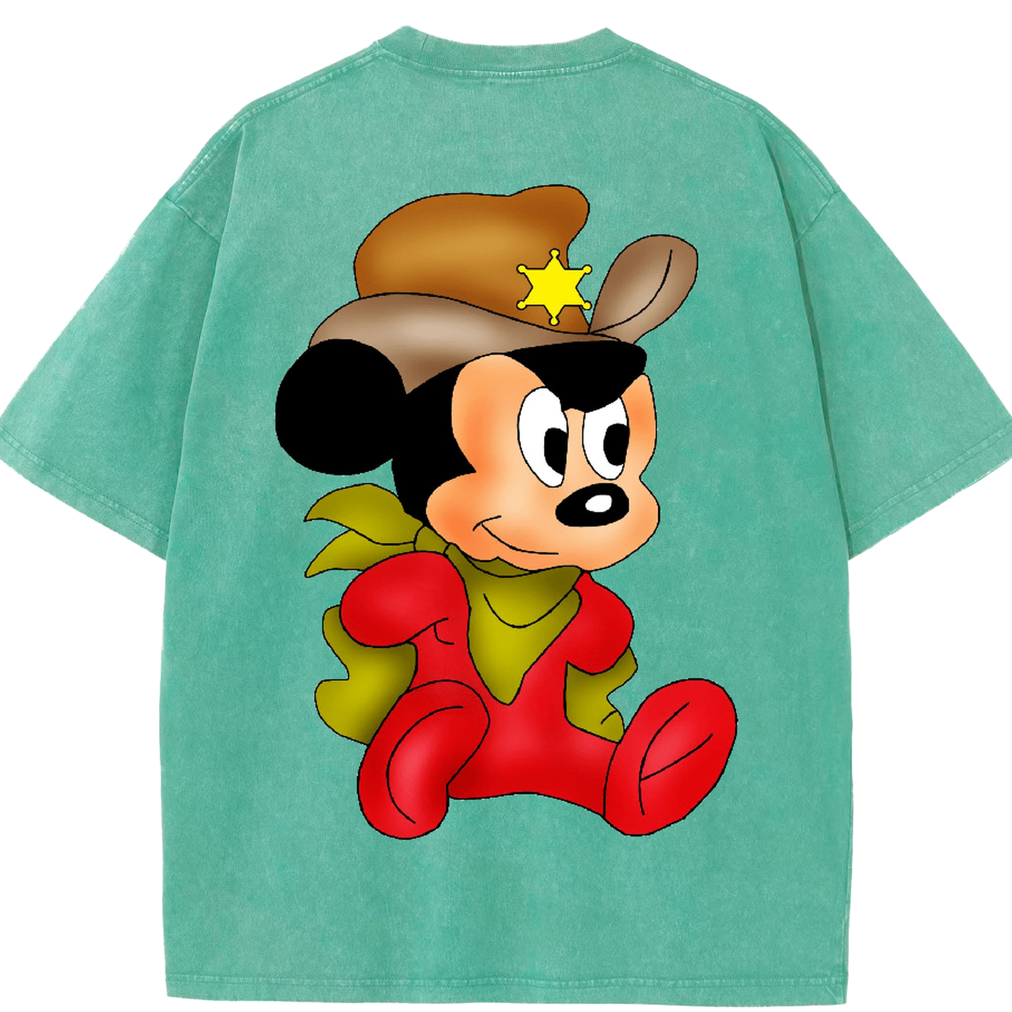 （画像用） ミッキーマウス Mickey Mouse 綿100% ヴィンテージ風 半袖Tシャツ（背面プリント）